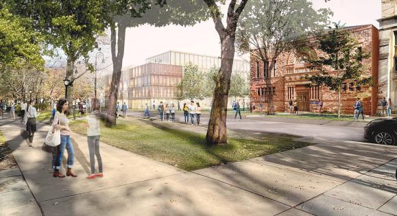 A visualization of the future Yale Engineering campus on Hillhouse Avenue.