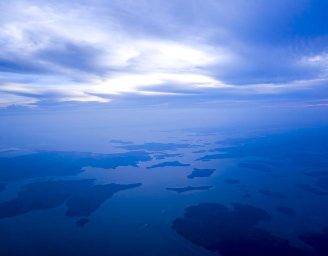 Aerial view of land and sea