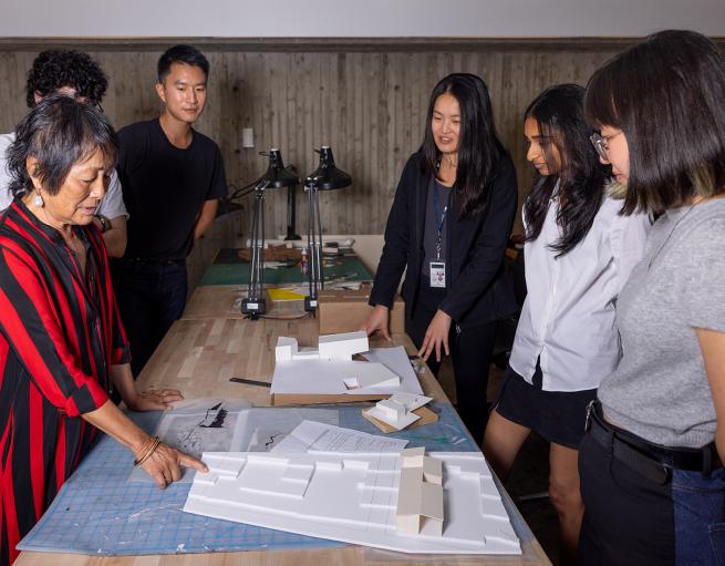 Billie Tsien with a group of architecture students