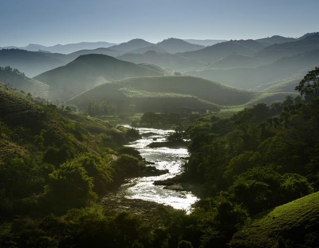 A river running through mountains