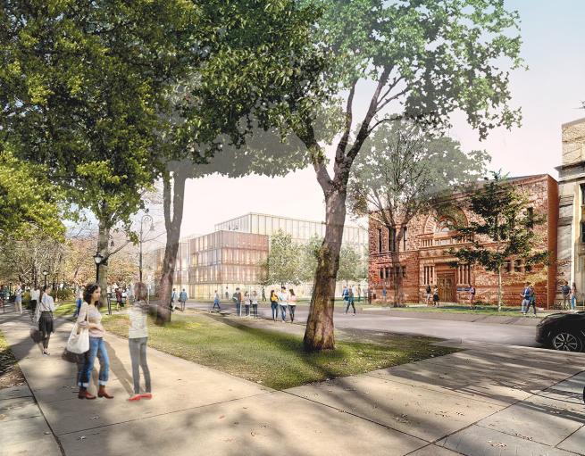 A visualization of the future Yale Engineering campus on Hillhouse Avenue.