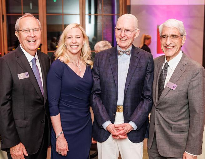 Edward P. Bass '67, '72 Arch with President Emeritus Richard Levin, President Maurie McInnis, and President Emeritus Peter Salovey