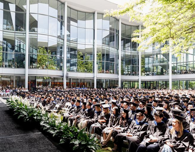 SOM students gathered in the Shen Courtyard for commencement