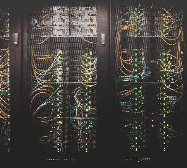 Stacks of computer servers