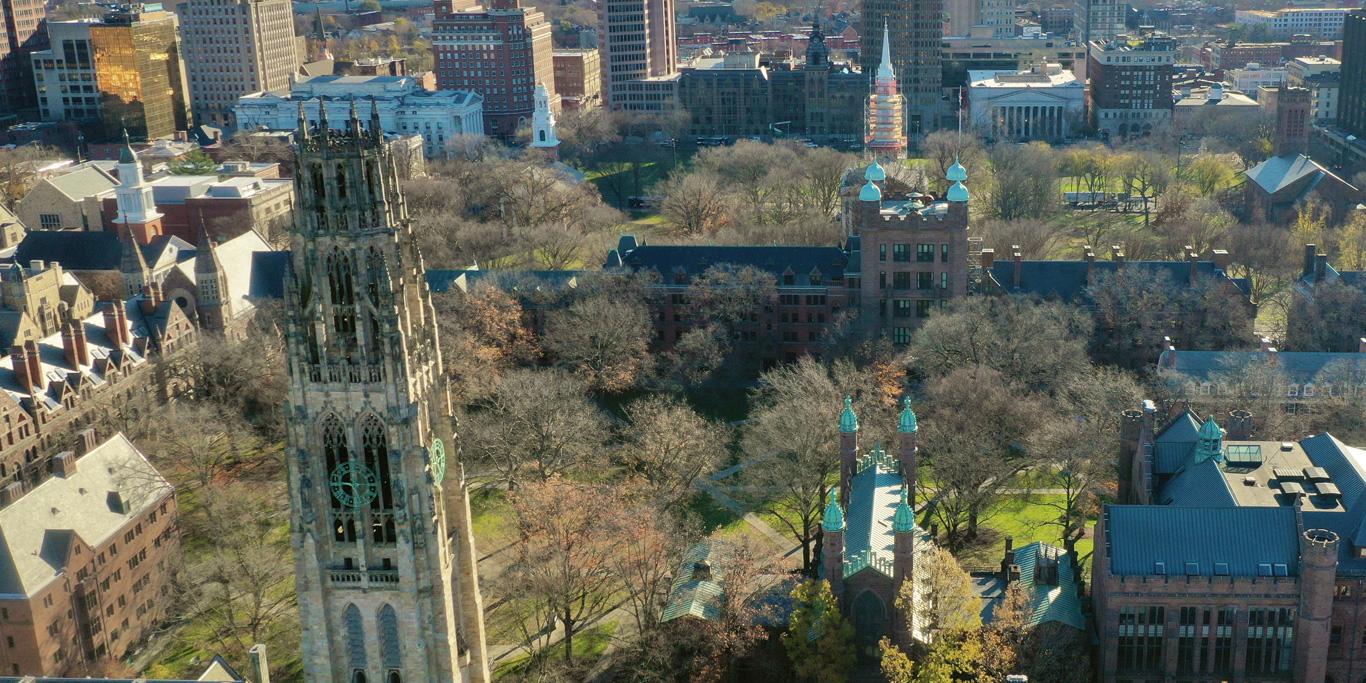 aerial view of Yale campus