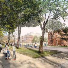 A visualization of the future Yale Engineering campus on Hillhouse Avenue.