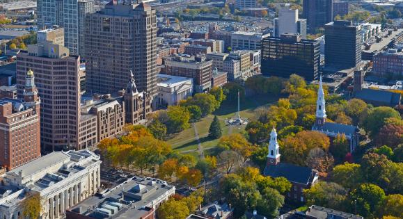 Aerial of the New Haven Green