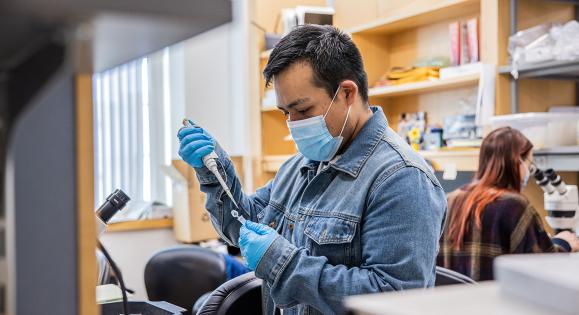 Researchers at work in a neuroscience laboratory