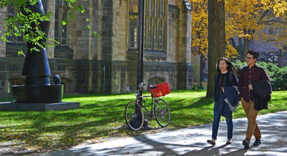 Students walking on campus