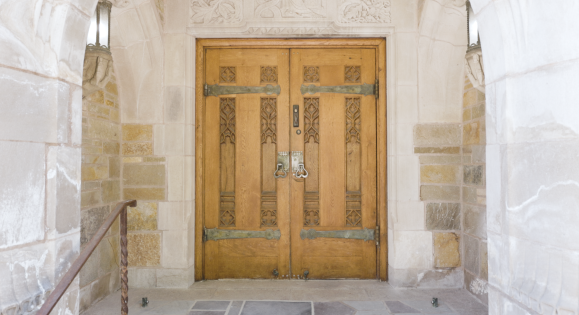 Ornate wooden doors at Yale University