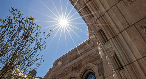 A burst of sunlight over campus