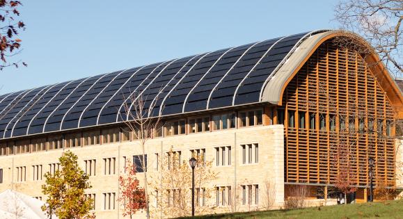 Solar panels on the roof of Kroon Hall