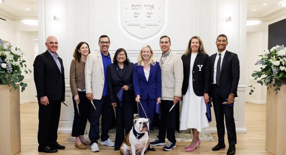 Yale Athletics celebrated the re-opening of Lapham with a ribbon-cutting ceremony in the field house’s renovated lobby