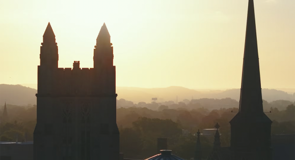 Yale campus awash in glowing sunlight
