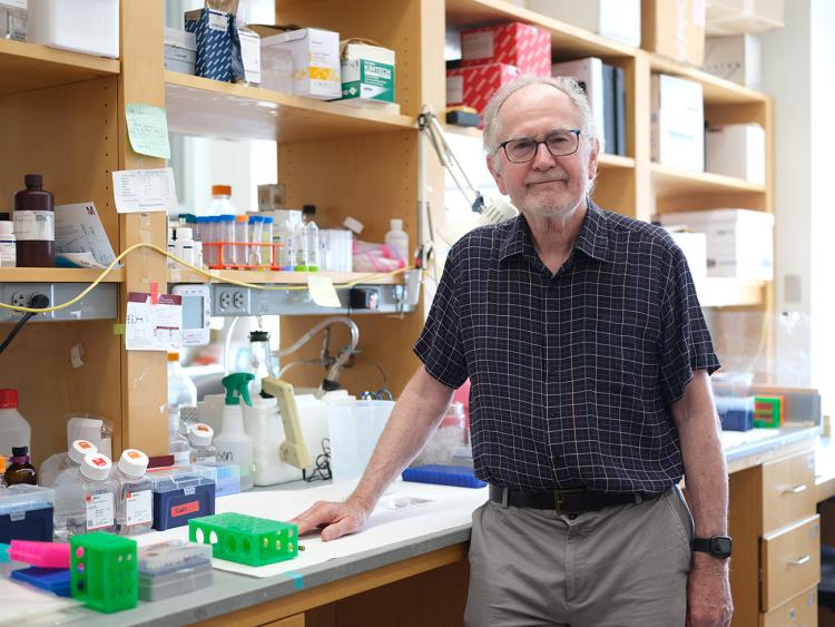 Immunobiologist Richard Flavell stands in his Yale University laboratory