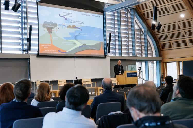 Dave Bercovici presenting on the global carbon cycle during the Yale Center for Natural Carbon Capture’s Spring Symposium