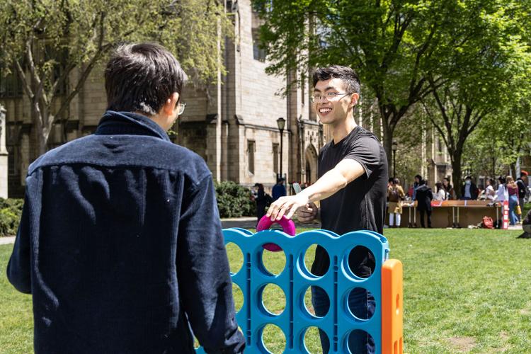 Students play outdoor games at Eli Days