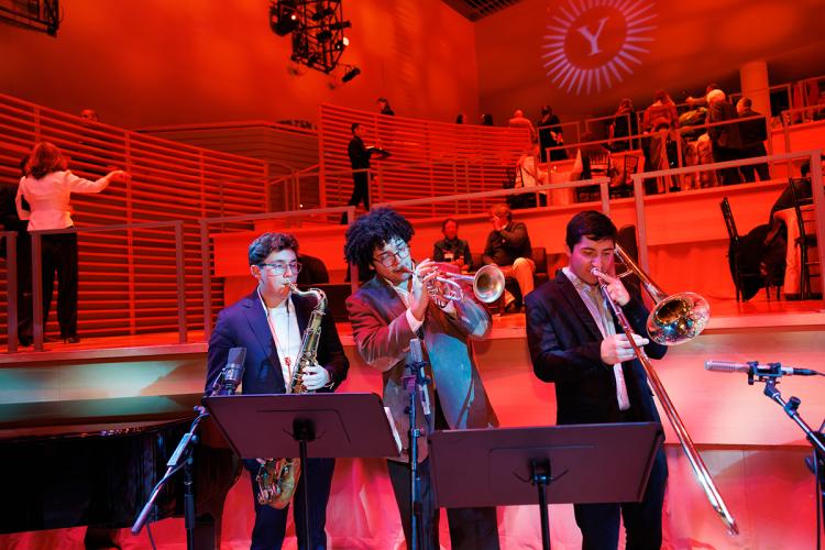 Members of the Yale Jazz Ensemble perform at For Humanity Illuminated in NYC
