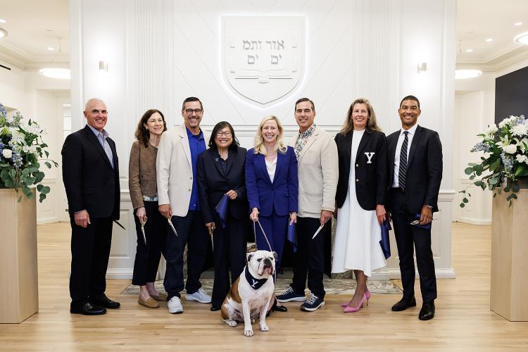 Yale Athletics celebrated the re-opening of Lapham with a ribbon-cutting ceremony in the field house’s renovated lobby
