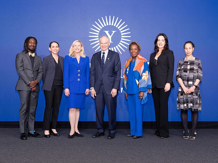 AZA Allsop, Marla Geha, Maurie McInnis ’96 PhD, Joshua Bekenstein ’80, Felicia Norwood ’89 JD, Alexandra Vazquez, and Louise Bernard ’05 PhD