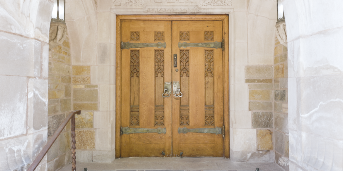 Ornate wooden doors at Yale University